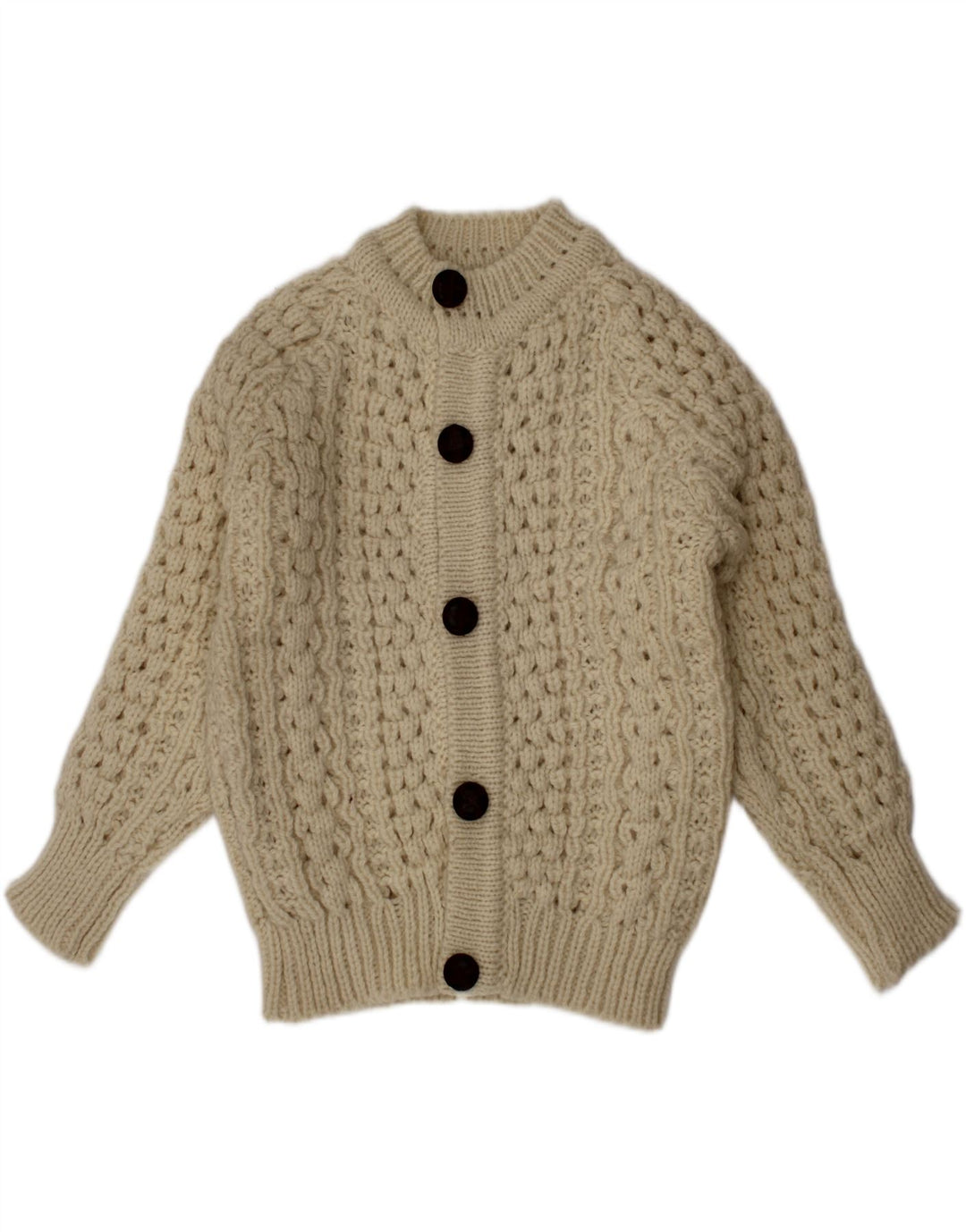 Cladyknit Pull Cardigan Garçon 3-4 ans Laine Beige