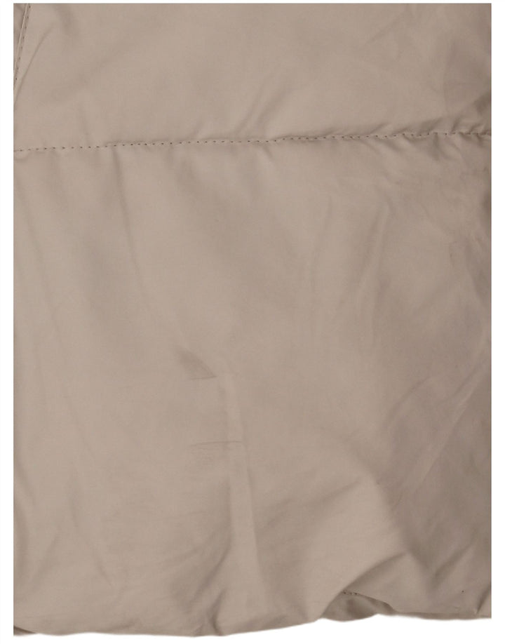 Zara Veste matelassée à capuche pour femme UK 16 Large Blanc Polyester