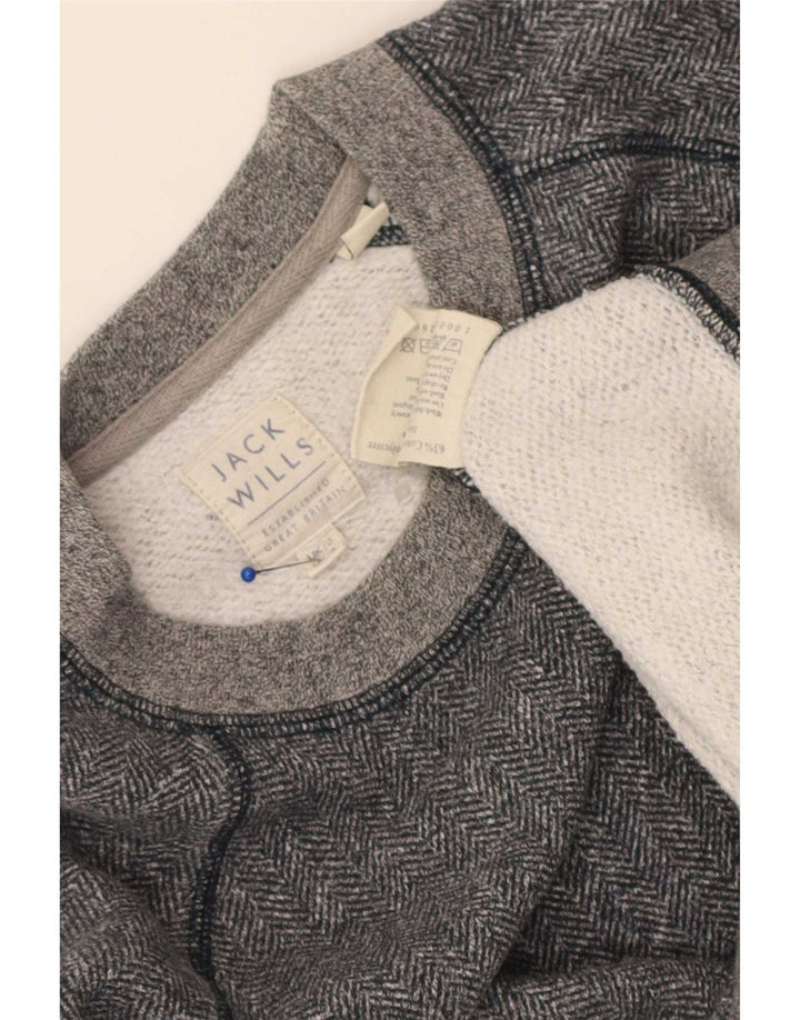 Jack Wills Sweat-shirt court pour femme UK 10 Petit chevron gris