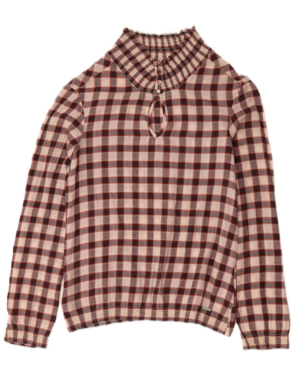 Woolrich Chemisier à manches longues pour femme UK 44 en coton vichy bordeaux moyen