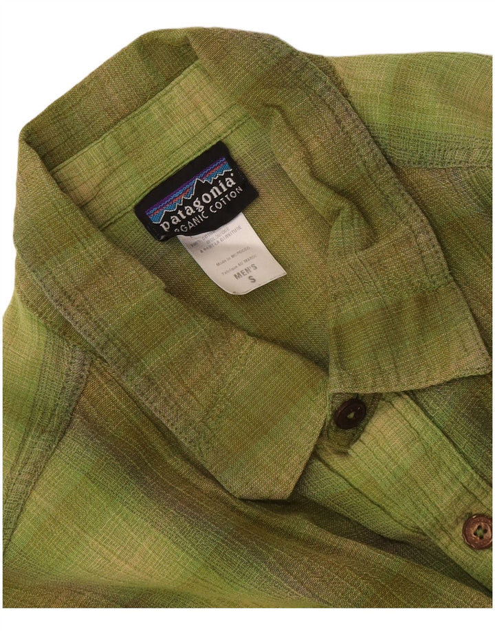 Patagonia Chemise à manches courtes pour hommes en coton à petits carreaux verts