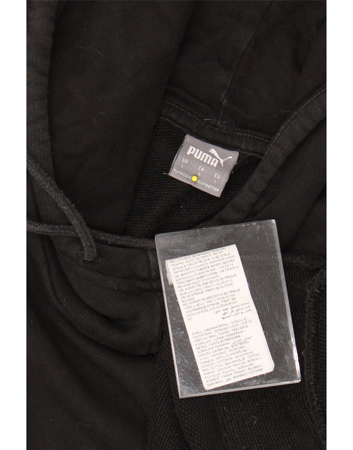 PUMA Pull à capuche graphique pour femme UK 16 Grand coton color block noir