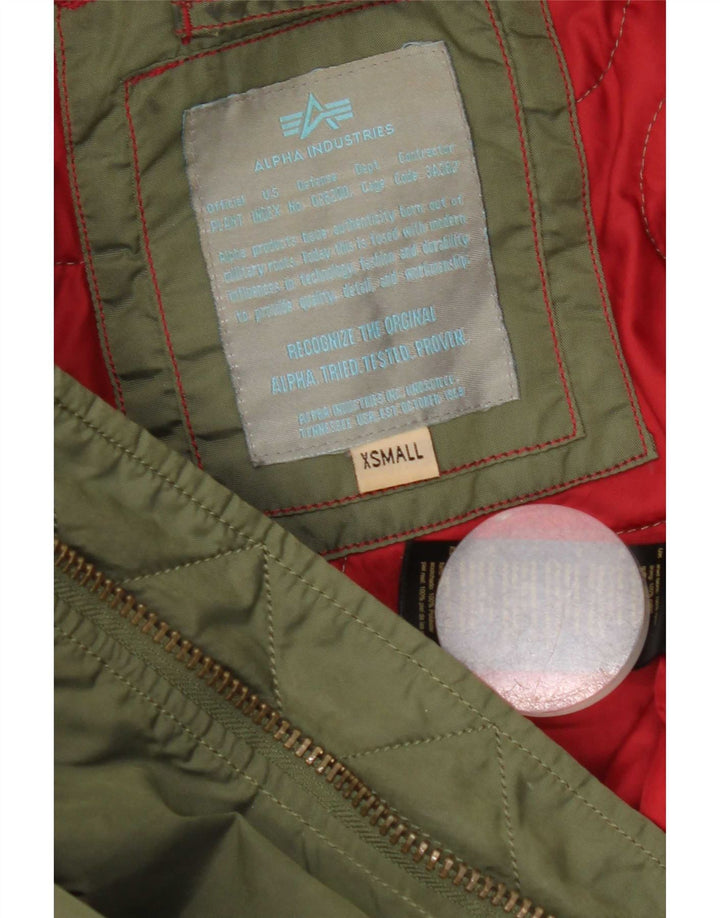 Alpha Industries Veste Bomber Graphique Femme UK 6 XS Nylon Vert