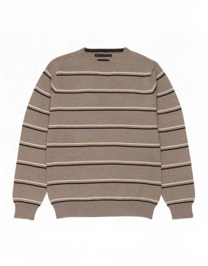 Gant Pull Col Rond Homme Gris Moyen Rayé Coton