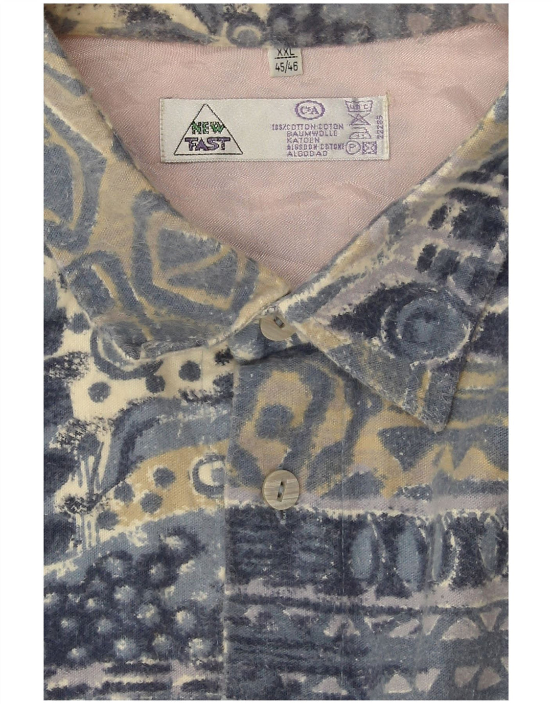C & A Chemise en flanelle pour homme 2XL Bleu Géométrique Coton