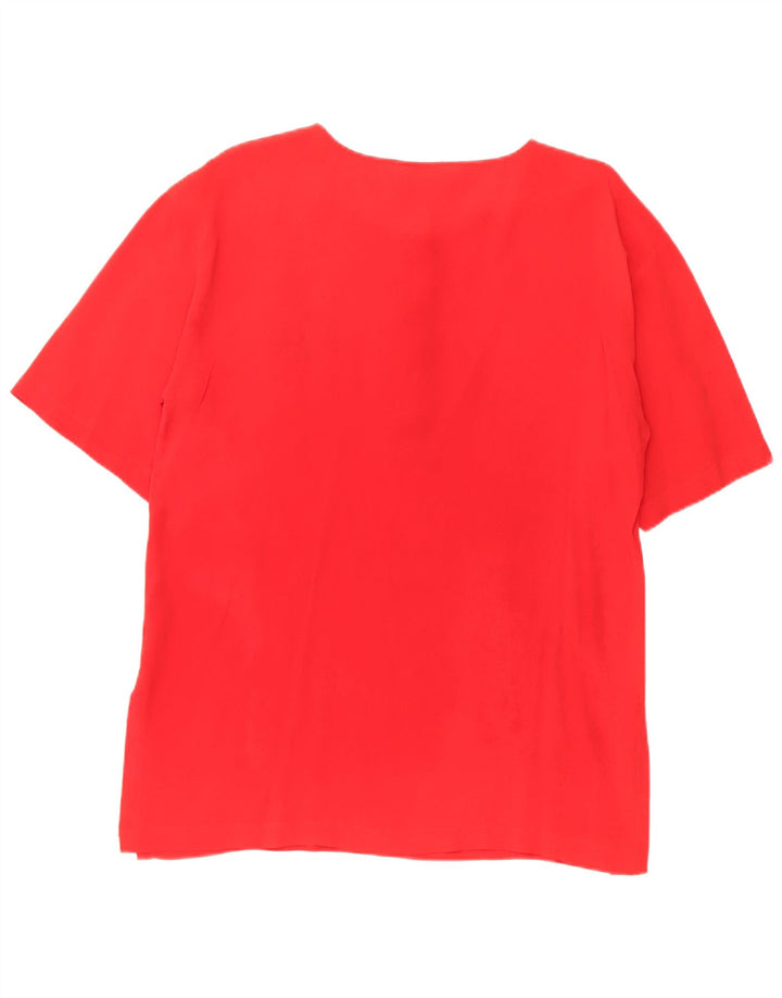 Blouse Femme Vintage Top IT 46 Grande Soie Rouge