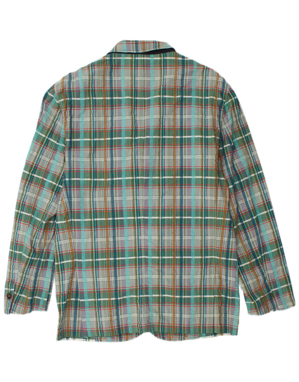 vintage Homme 3 Bouton Blazer Veste IT 48 Coton Plaid Vert Moyen
