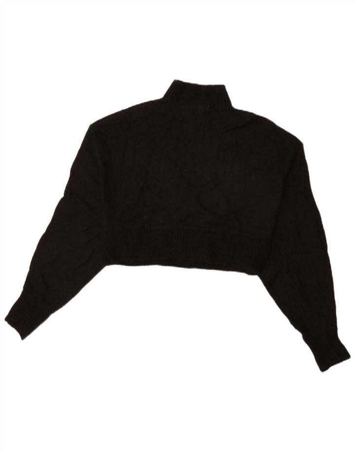 Zara Pull court à col roulé pour femme UK 10 Petit Noir