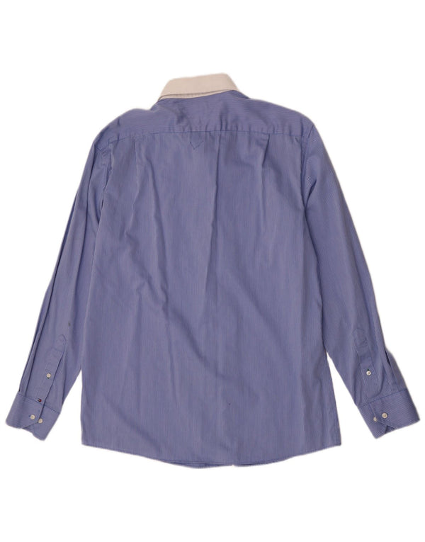 Tommy Hilfiger Chemise Homme Taille 16 1/2 Grande Rayure Bleue