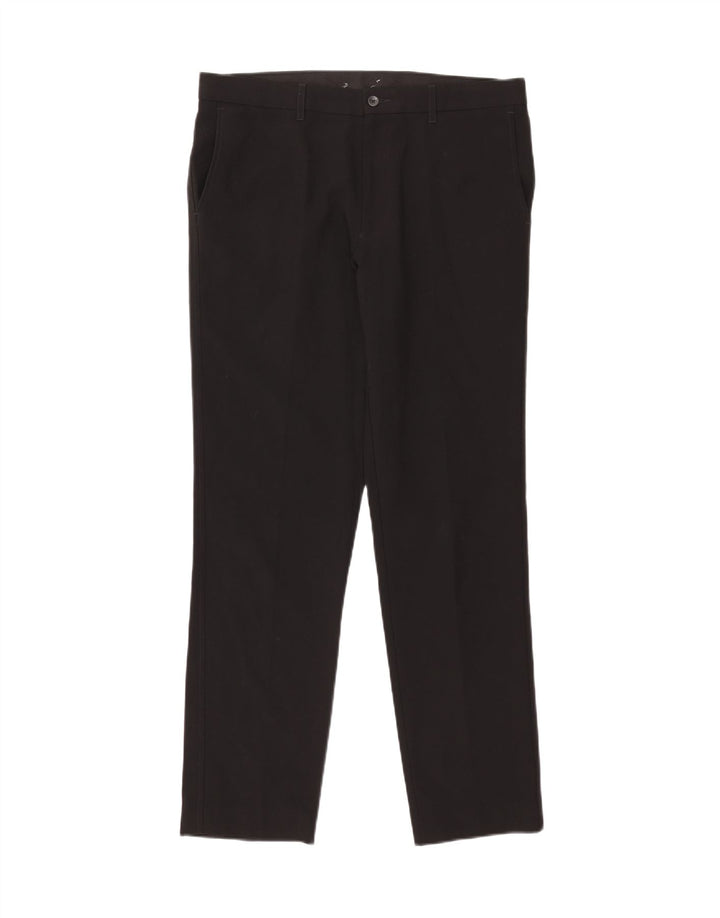 Marks & Spencer Pantalon chino coupe ajustée pour homme W34 L31 Noir Polyester