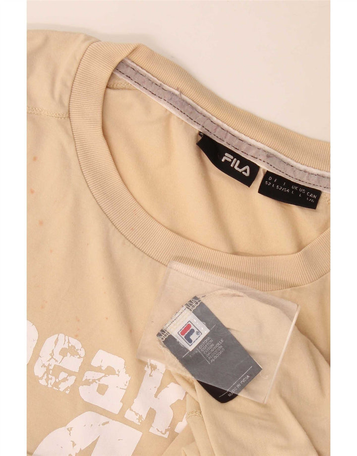 Fila Homme T-Shirt Graphique Haut Large Beige Coton