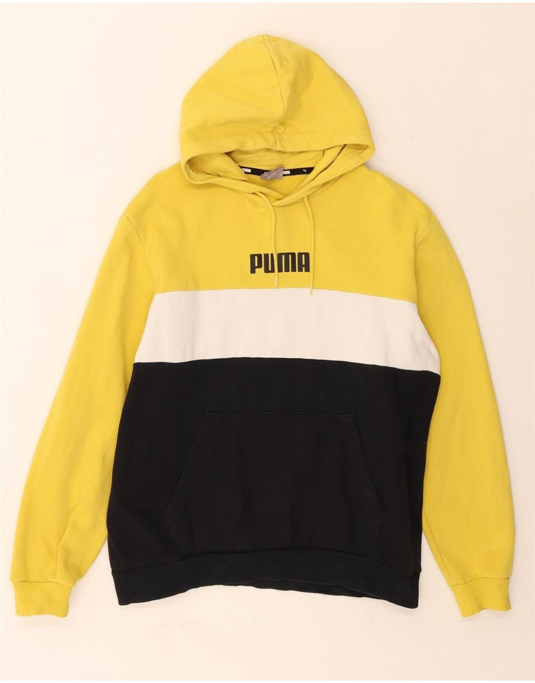 PUMA Mens Graphic Hoodie Jumper Large Multicoloured Colourblock Vintage Puma and Second-Hand Puma from Messina Hembry 