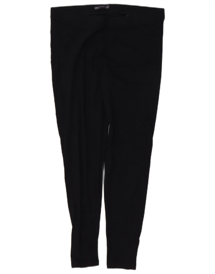 MARKS & SPENCER Leggings Femme UK 14 Grand Noir Coton