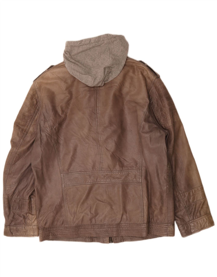 Engbers Veste en cuir à capuche pour homme UK 40 Large Marron
