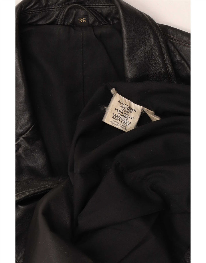 manteau en cuir surdimensionné femme vintage EU 36 petit cuir noir