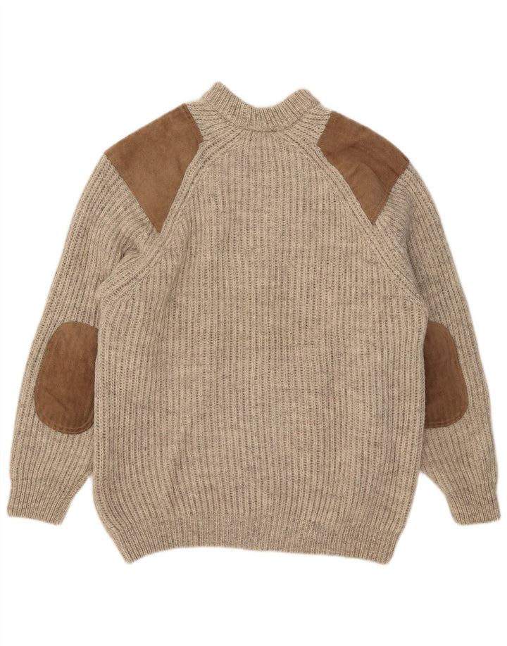 vintage Mens Turtle Neck Jumper Pull Grande Laine Colorblock Beige