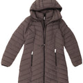 Dkny Manteau rembourré à capuche pour femme UK 44 Gris moyen Polyester