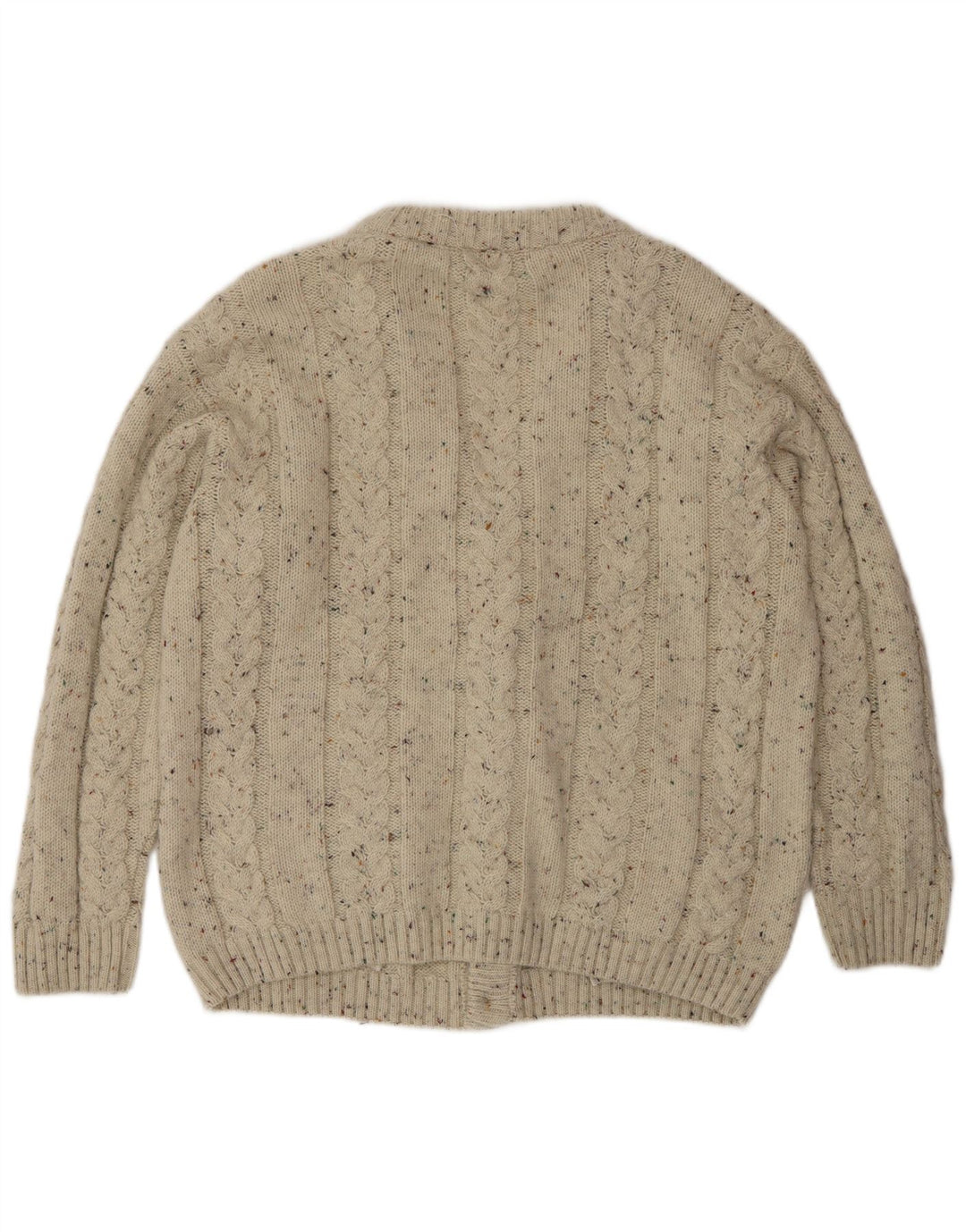 vintage Mens Cardigan Sweater Grande laine mouchetée beige
