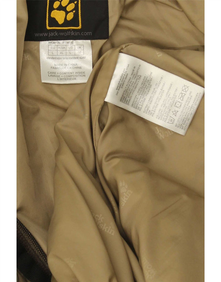 Jack Wolfskin Manteau rembourré à capuche pour femme UK 16 Large Marron Polyester