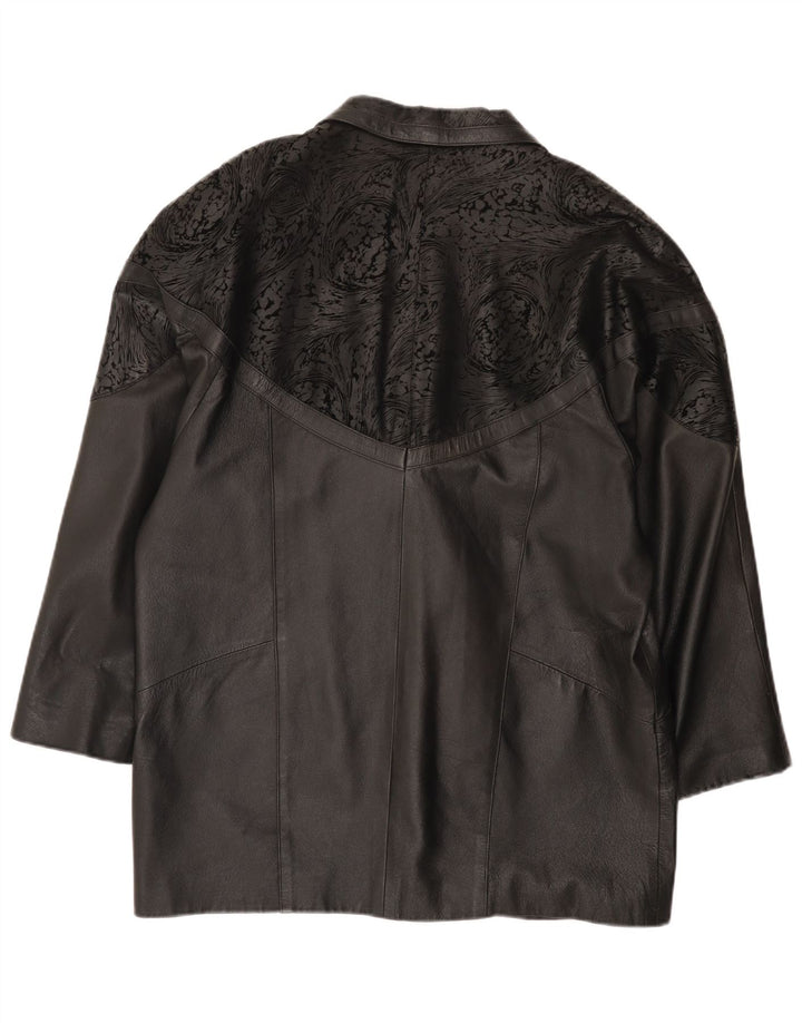 Veste en cuir surdimensionnée femme vintage IT 48 2XL Cuir noir