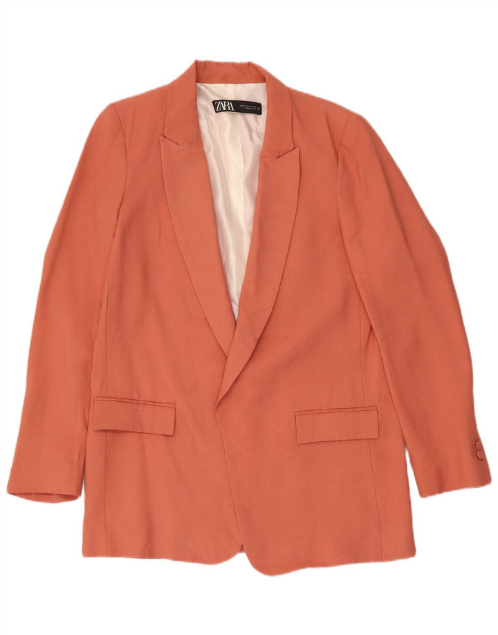 Zara Femme Blazer Ouvert Veste UK 10 Petit Orange Acétate