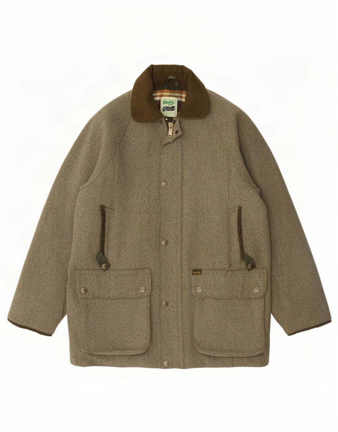 Hoggs Veste utilitaire pour homme UK 40 Large Gris Chevron Laine Classique
