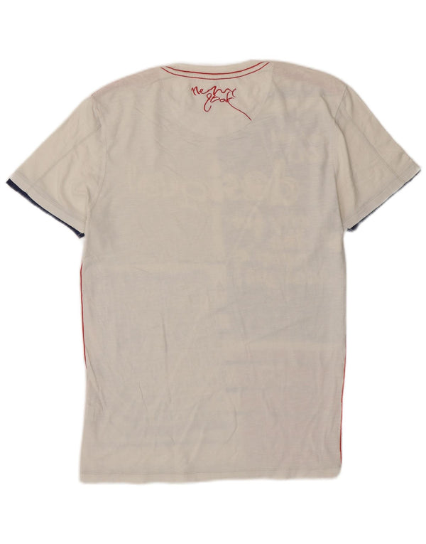 Desigual T-Shirt Graphique Homme Petit Blanc Colorblock Coton