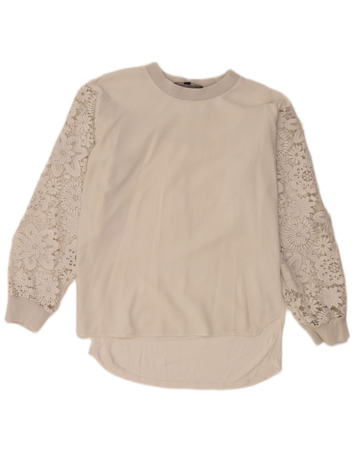French Connection Haut oversize à manches longues pour femme UK 8 Petit motif floral blanc