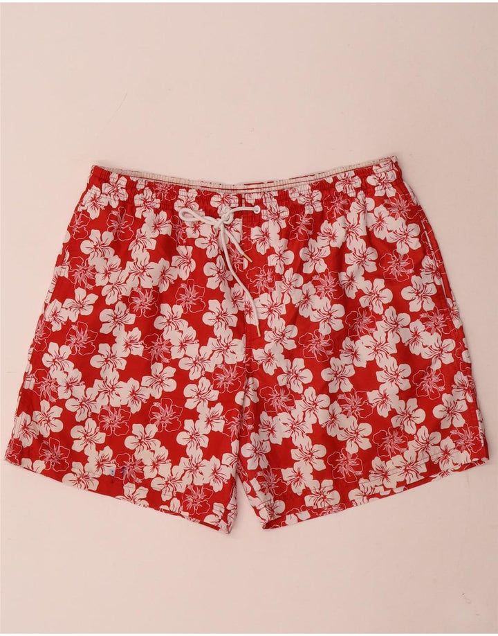 Marks & Spencer Short de bain pour homme en polyester à motif floral rouge