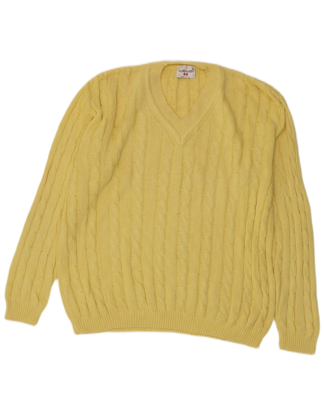 MARRONETTO Pull Col V Homme Jaune Moyen Coton