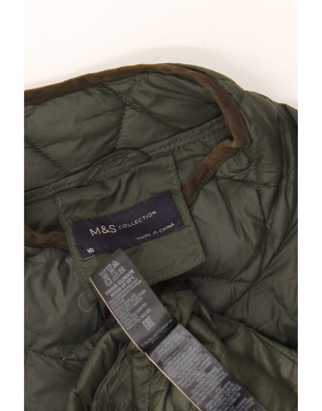 Marks & Spencer Manteau matelassé matelassé pour femme UK 18 XL Kaki Polyamide