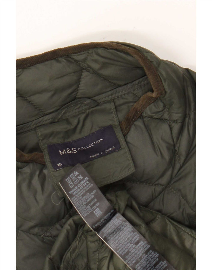 Marks & Spencer Manteau matelassé matelassé pour femme UK 18 XL Kaki Polyamide
