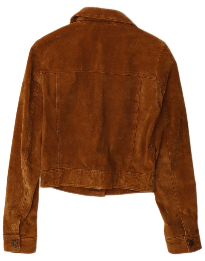 John Baner Veste en daim pour femme UK 8 Petit cuir marron