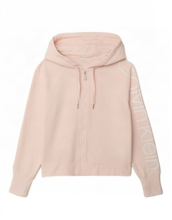 Calvin Klein Pull à capuche surdimensionné avec fermeture éclair pour femme UK 6 XS Rose