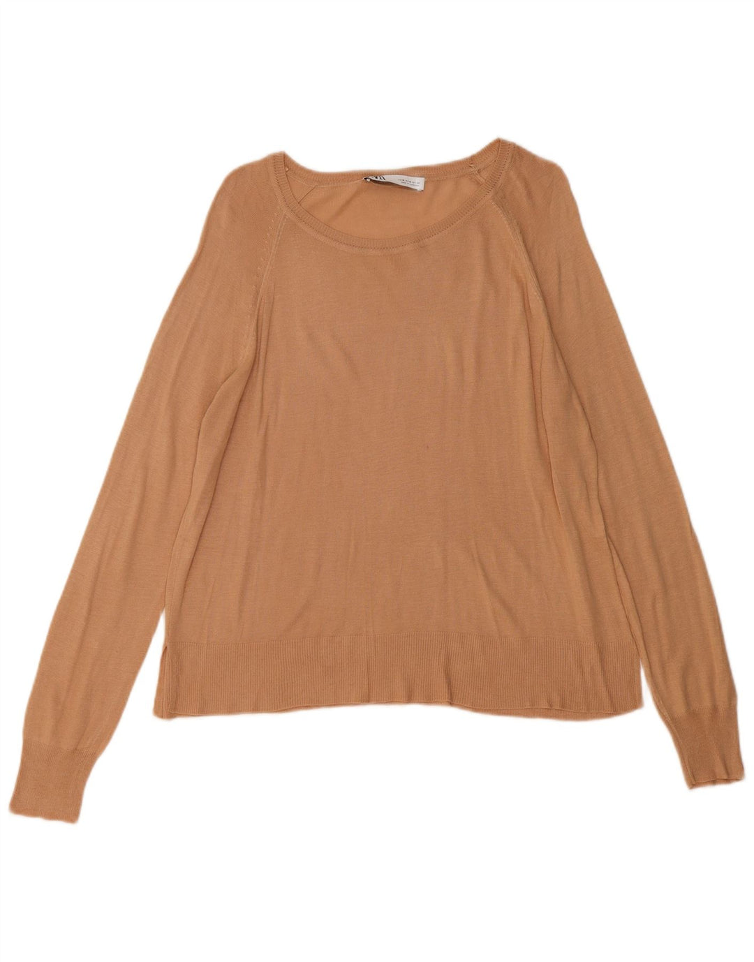 ZARA Femme Pull Col Bateau UK 14 Beige Moyen