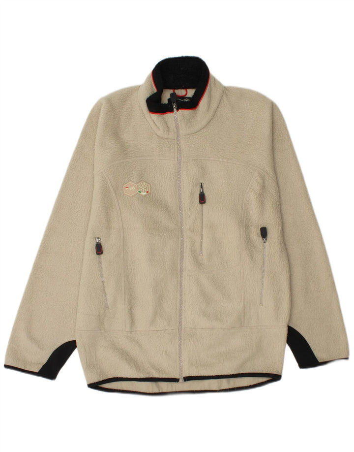 FILA Veste polaire homme UK 36 Small Beige Colourblock Polyester