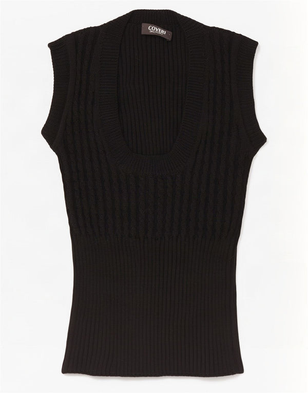 Coveri Débardeur Femme UK 4 XS Laine Noire
