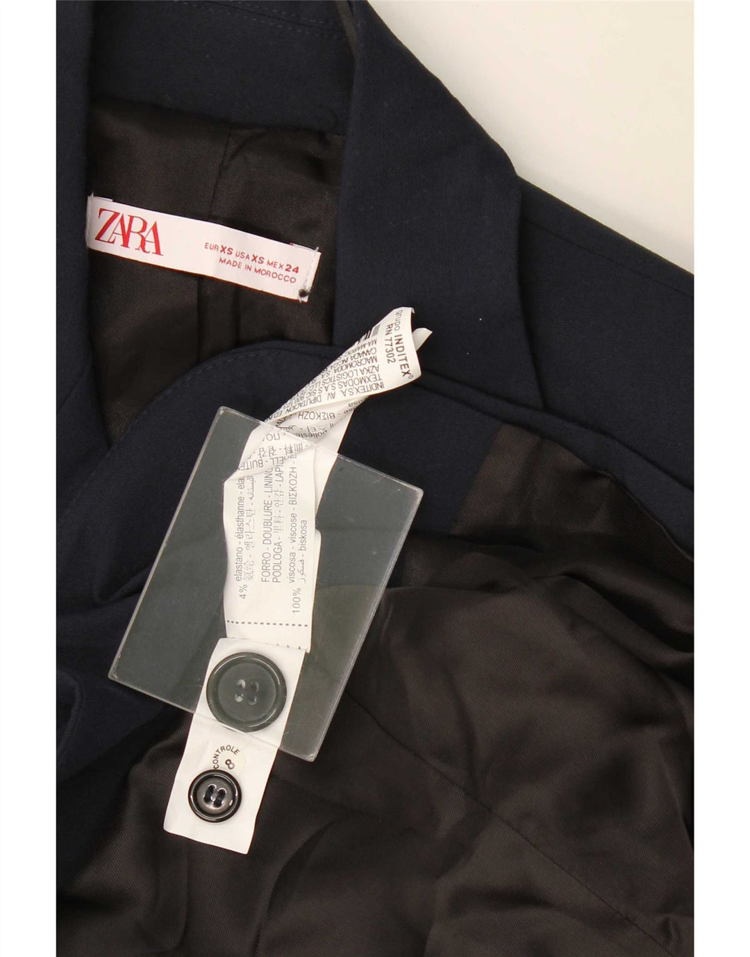 Zara Veste blazer surdimensionnée à 2 boutons pour femme UK 6 XS Bleu marine Viscose