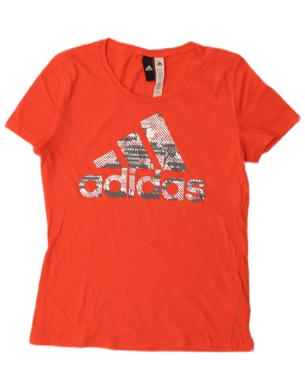 Adidas T-shirt graphique pour femme UK 8/10 Petit coton orange