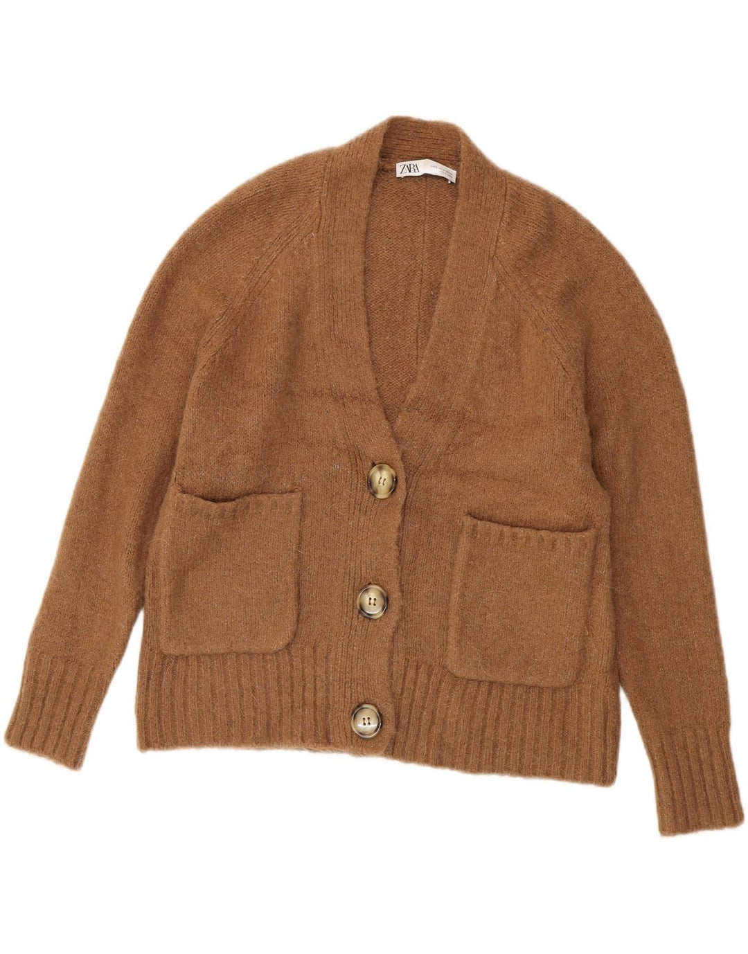 ZARA Cardigan surdimensionné pour femme UK 10 Petit Marron