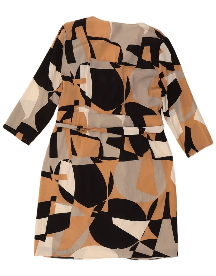 DKNY Robe fourreau à manches 3/4 pour femme UK 14 Large Multicolore Géométrique