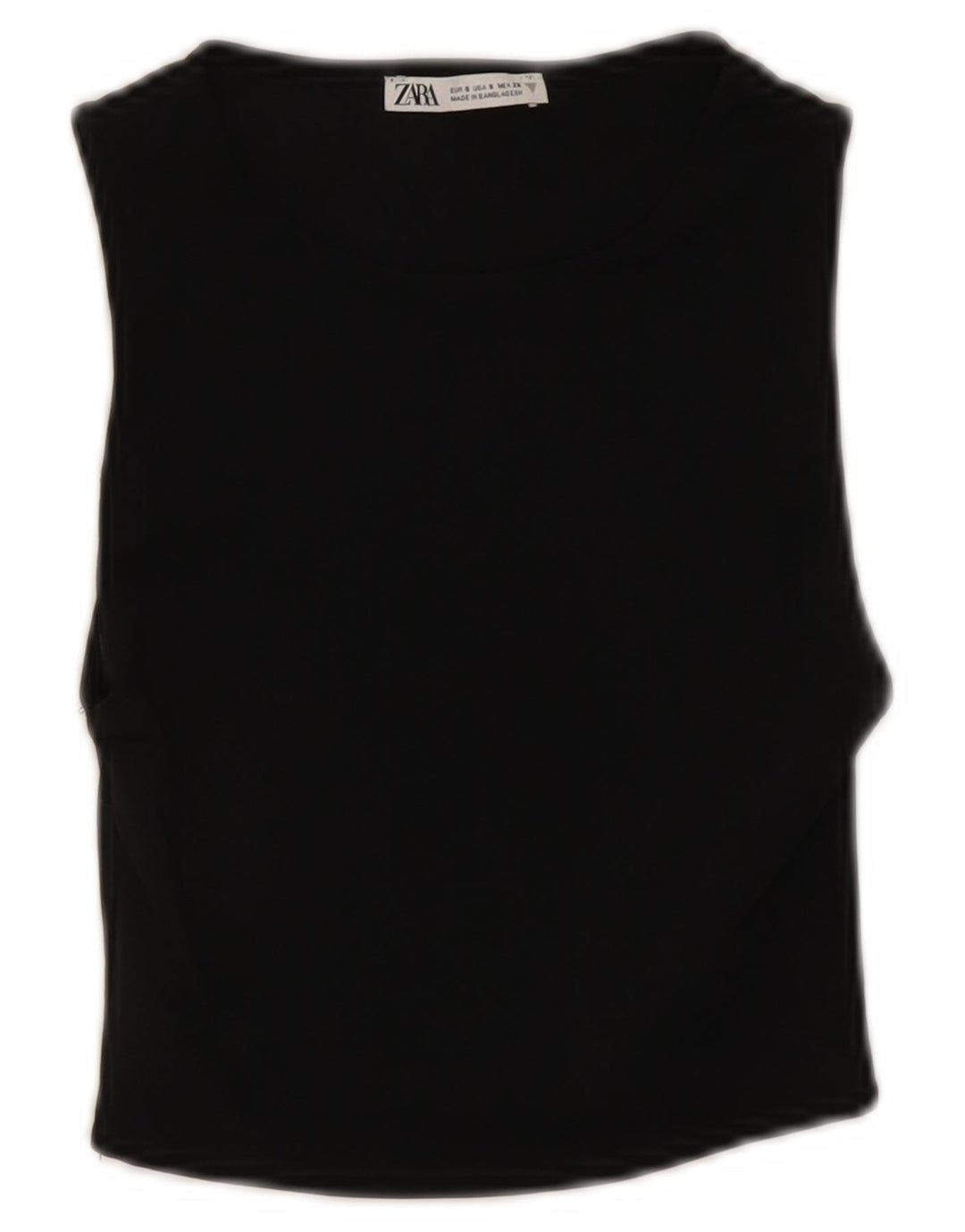 Zara Femme Haut Court Sans Manches UK 8 Petit Noir Polyamide
