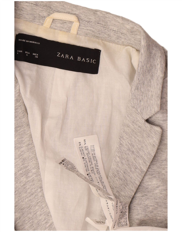 Zara Veste Blazer 1 Bouton Femme UK 14 Large Gris Viscose