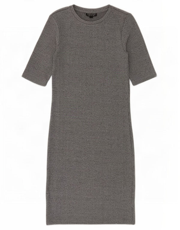 Topshop Robe pull à manches courtes pour femme UK 10 Petit Gris Polyester