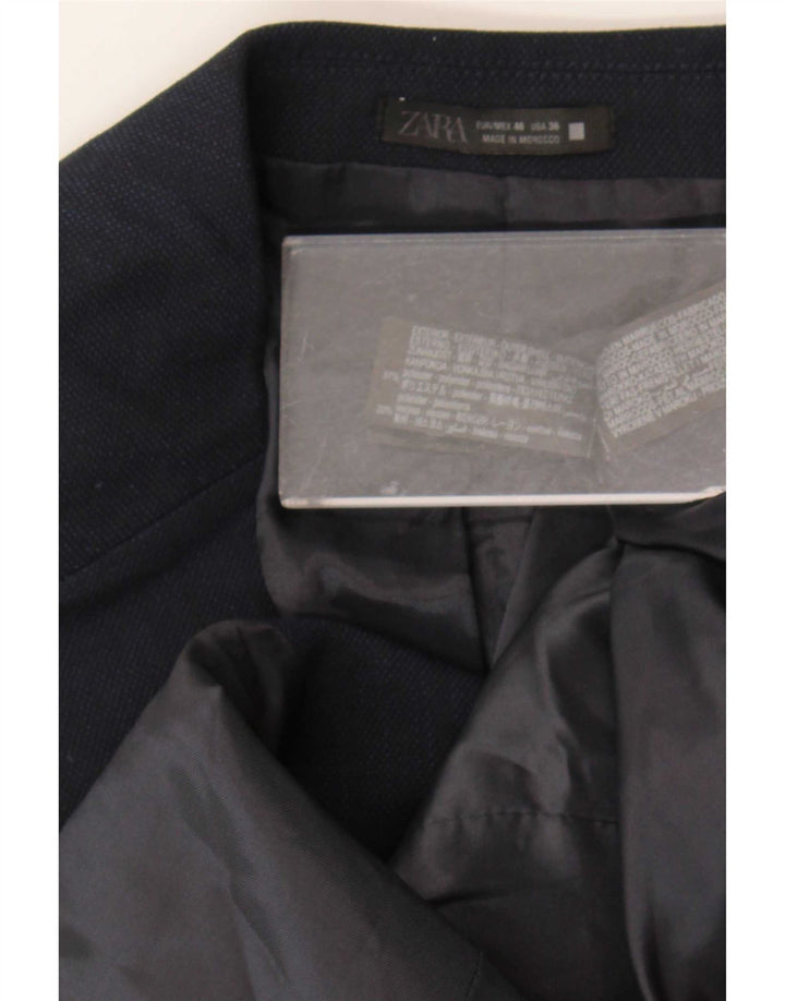Zara Veste Blazer 2 Boutons Homme EU 46 Petit Bleu Marine Polyester