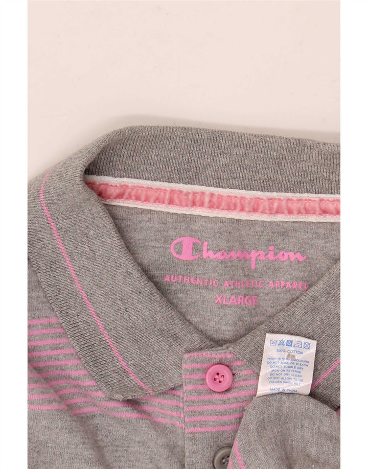Champion Polo Homme XL Gris Rayé Coton