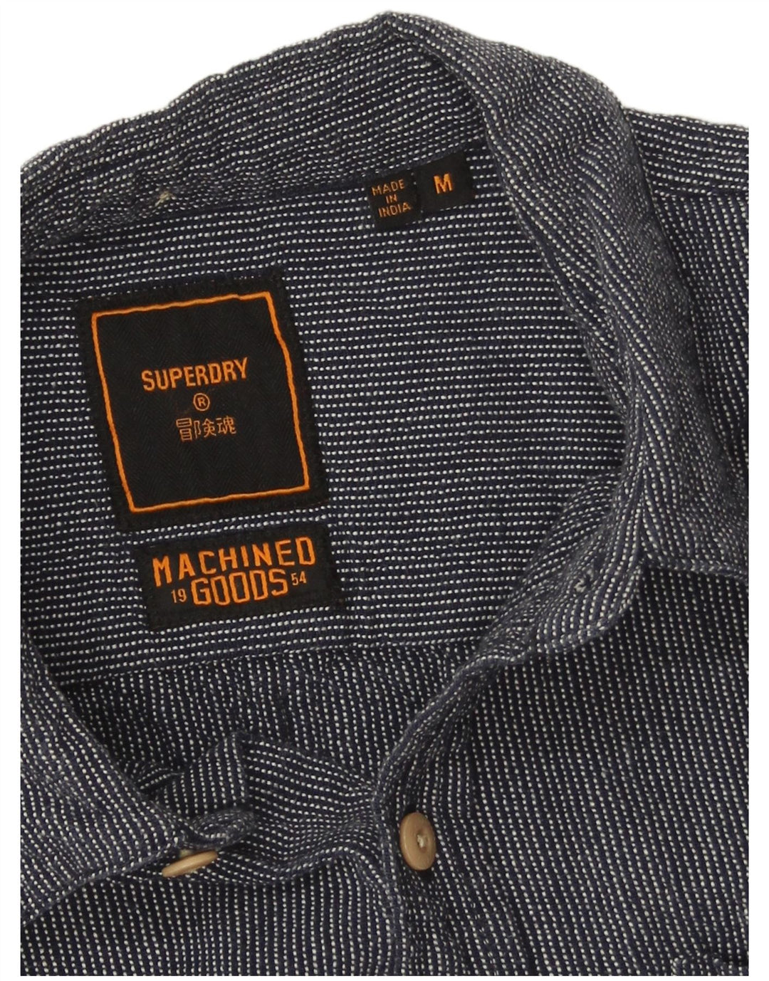 Superdry Chemise Homme Bleu Marine Moyen Fines Rayures Coton