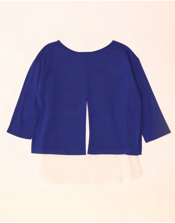 Marks & Spencer Haut à manches 3/4 pour femme UK 14 Large Bleu Colorblock Viscose