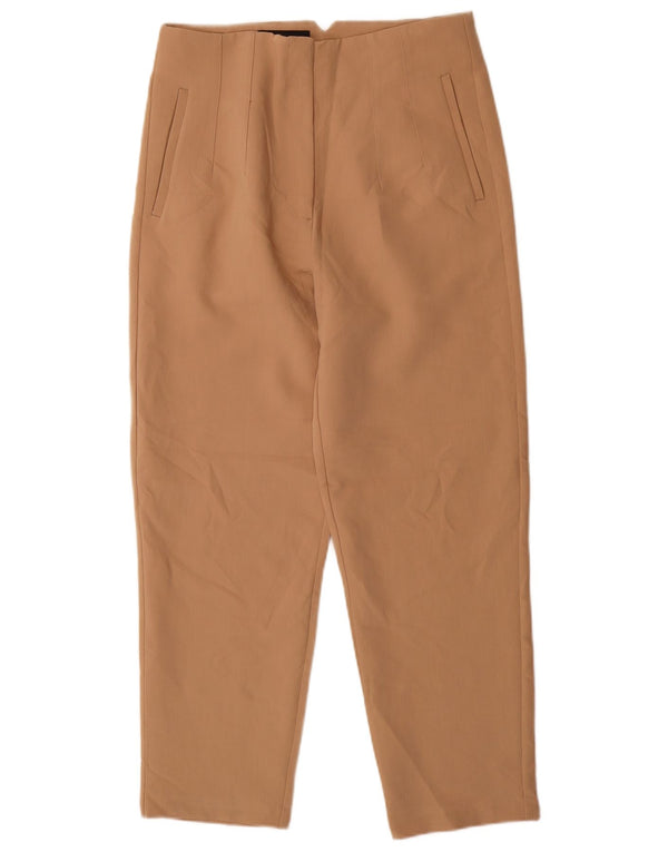 Zara Pantalon de costume fuselé taille haute pour femme Large W30 L27 Beige Polyester