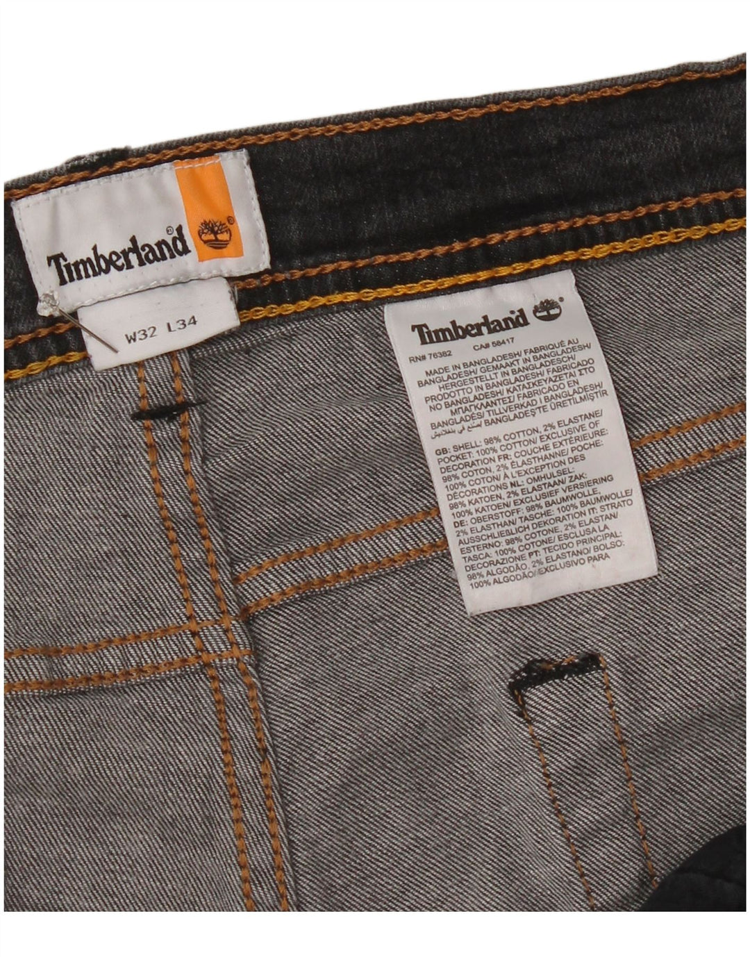 Timberland Jean Slim Homme W32 L34 Gris Coton